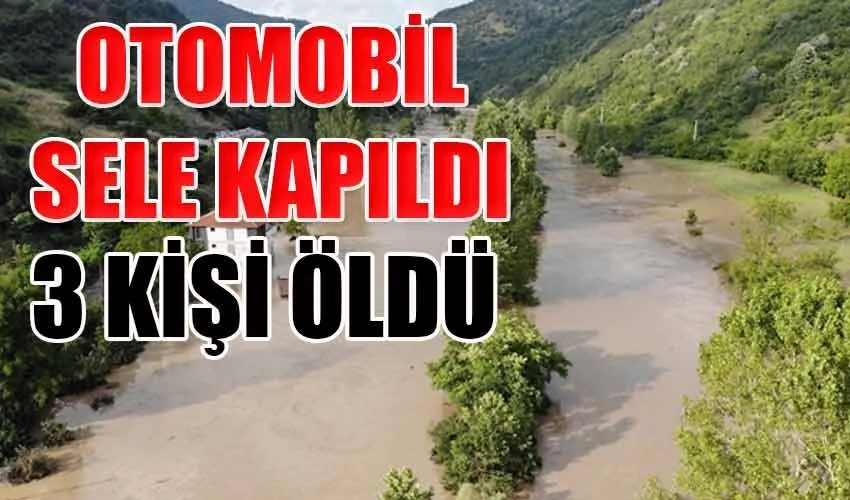 Sele kapılan otomobilde üç kişi can verdi
