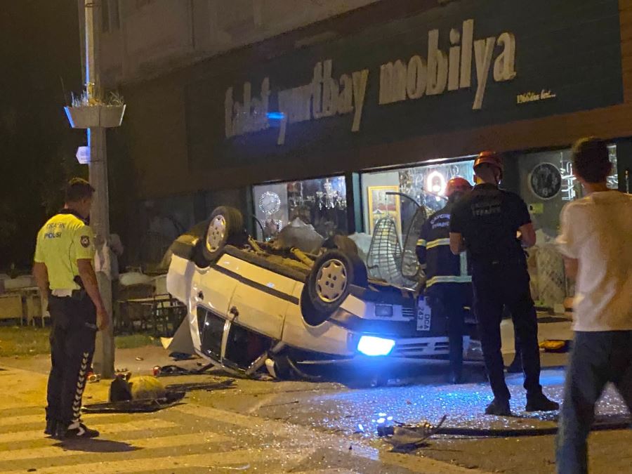 Alkolü sürücü aracıyla takla attı