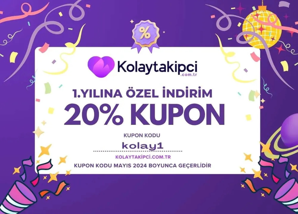 Kolaytakipci.com.tr 1. Yılını Kutluyor Tüm Hizmetlerde %20 İndirim Kodu