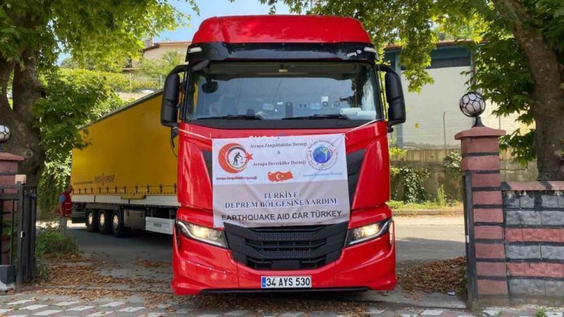 Gurbetçilerin depremzedeler için gönderdiği yardım tırı Zonguldak’a ulaştı